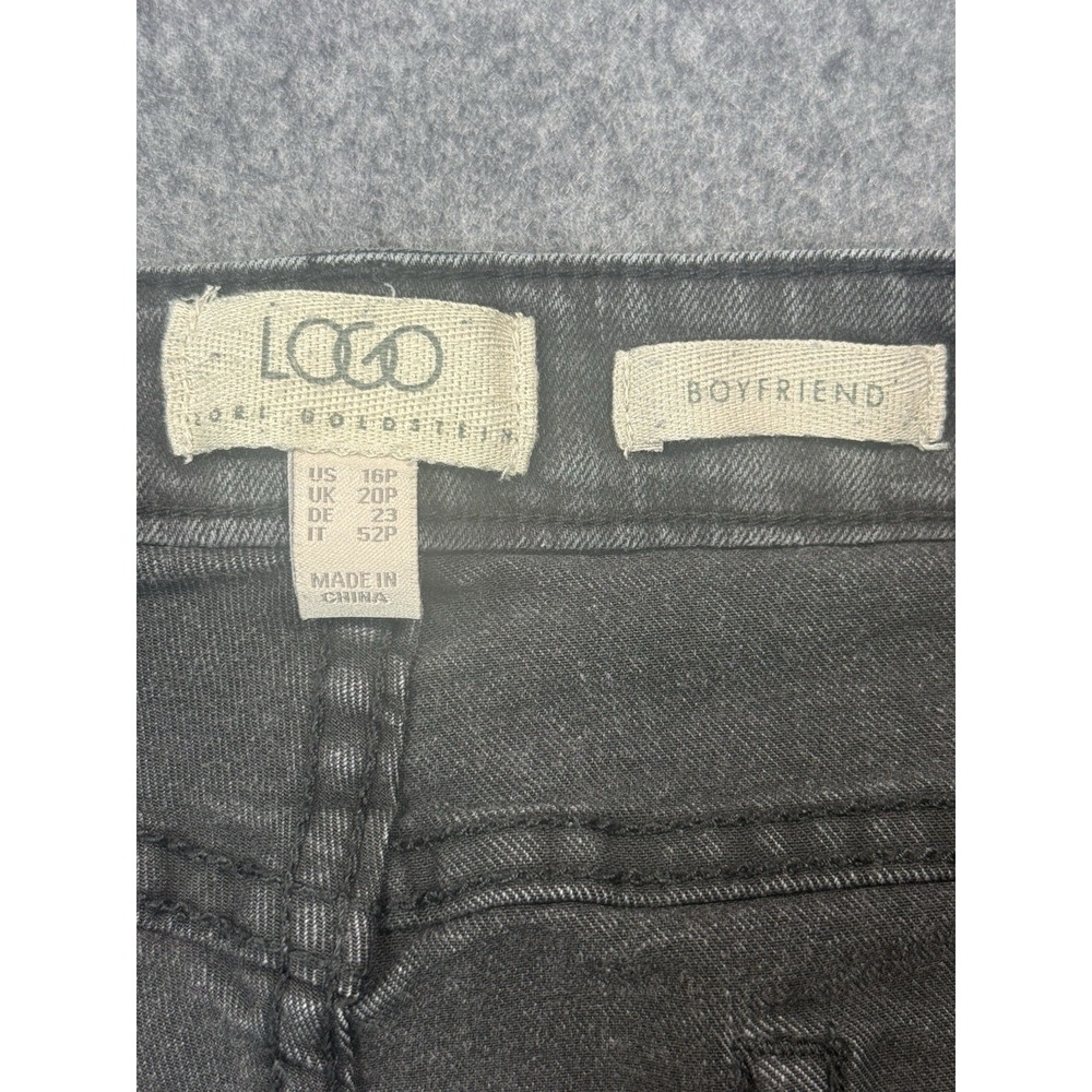 LOGO by Lori Goldstein Patchwork Boyfriend Jeans Grey Size 16P - Picture 5 of 12